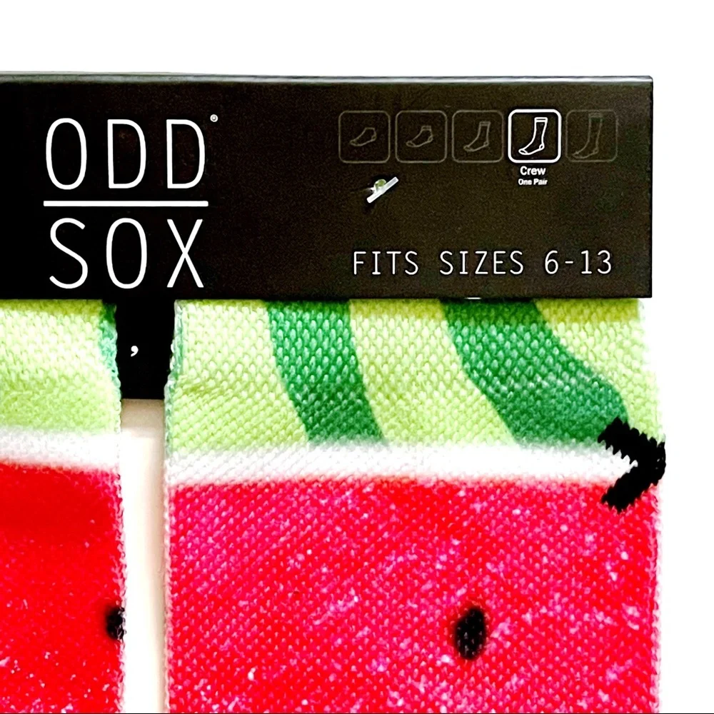 Odd Sox Watermelon Slice Crew Socks Mens Womens Fruit Fruity Fun Gift New NWT